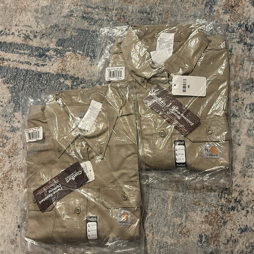 WOMEN'S FLAME RESISTANT twill long sleeve shirt Khaki - Picture 8 of 8